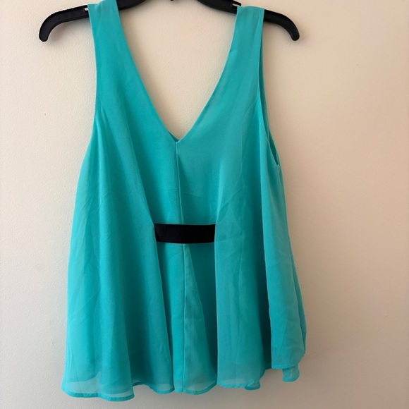 Boutique Turquoise Chiffon Swing Tank Top Sleeveless Flowy Blouse Size L - Picture 2 of 4